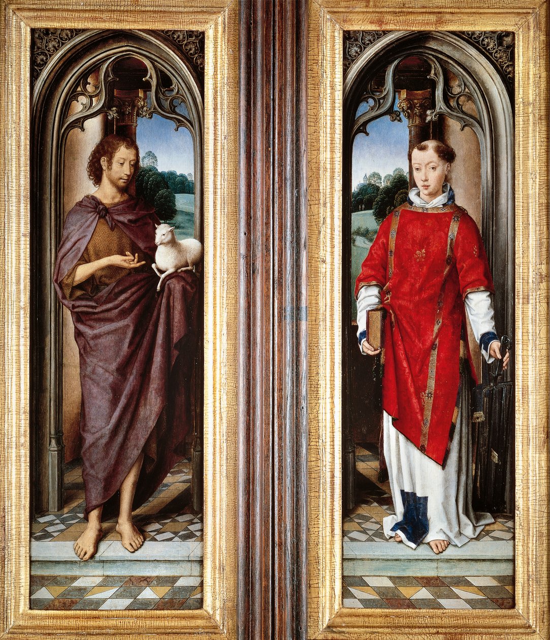 Keresztelő Szent János és Szent Lőrinc, Hans Memling (1430-1494 körül) alkotó: Hans Memling
