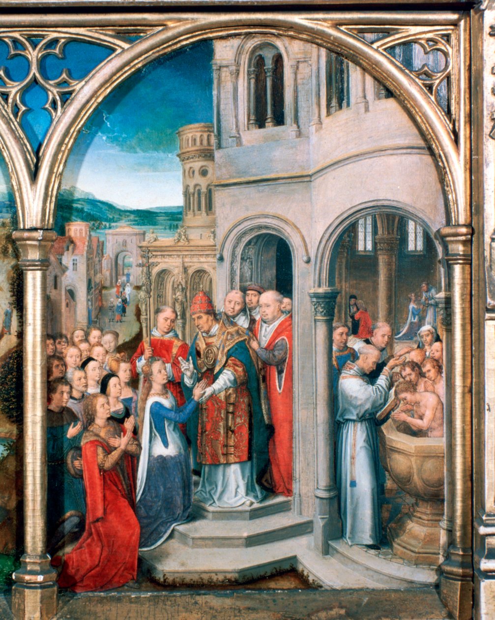 Szent Orsolya-szentély, érkezés Rómába, 1489 alkotó: Hans Memling