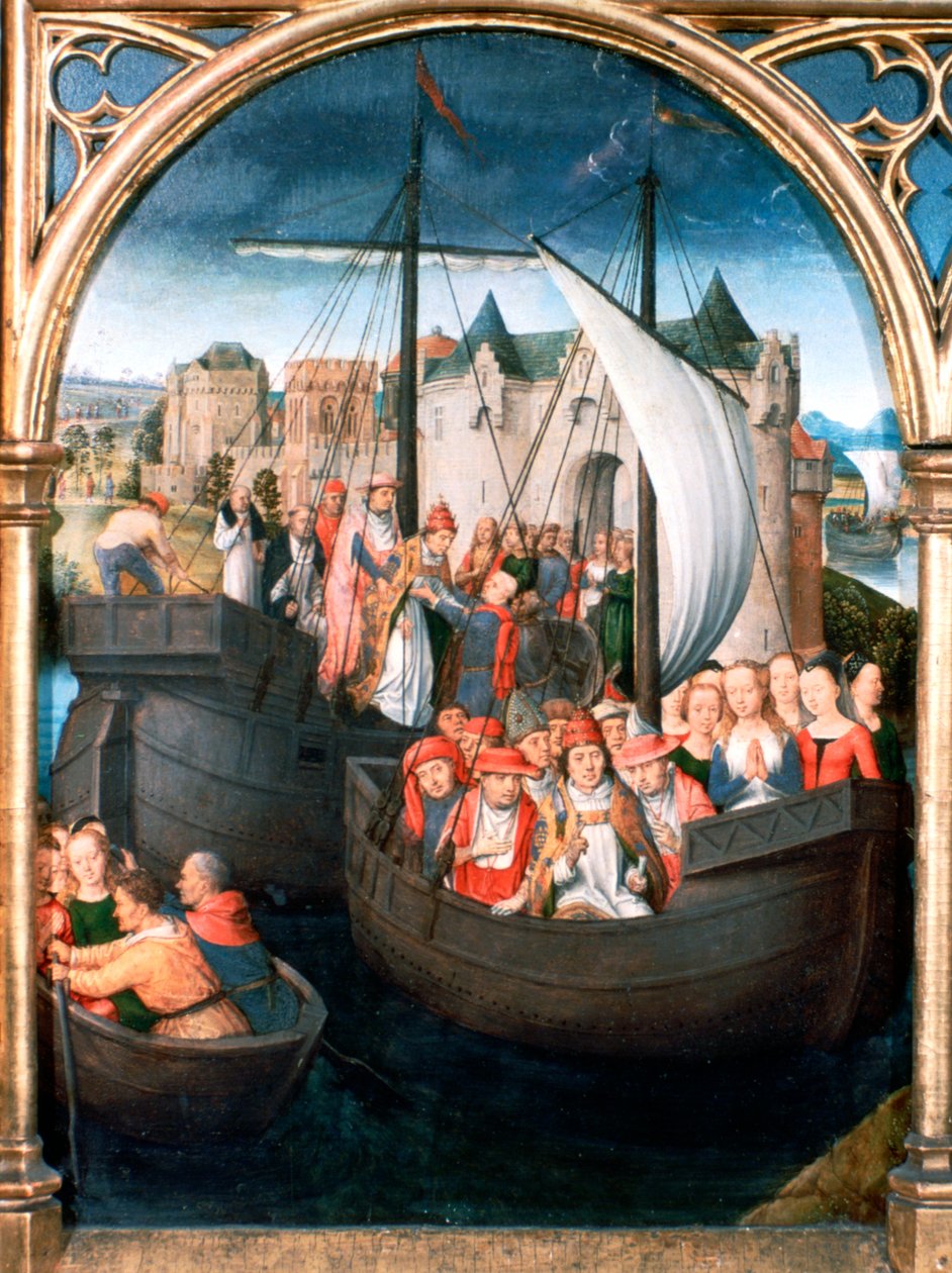 Szent Orsolya-szentély, Indulás Bázelből, 1489 alkotó: Hans Memling