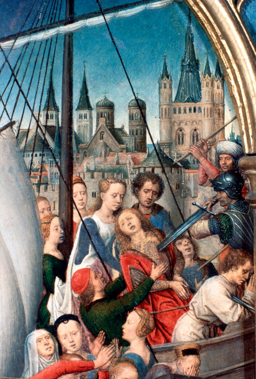 Szent Orsolya-szentély, mártíromság, részlet, 1489 alkotó: Hans Memling