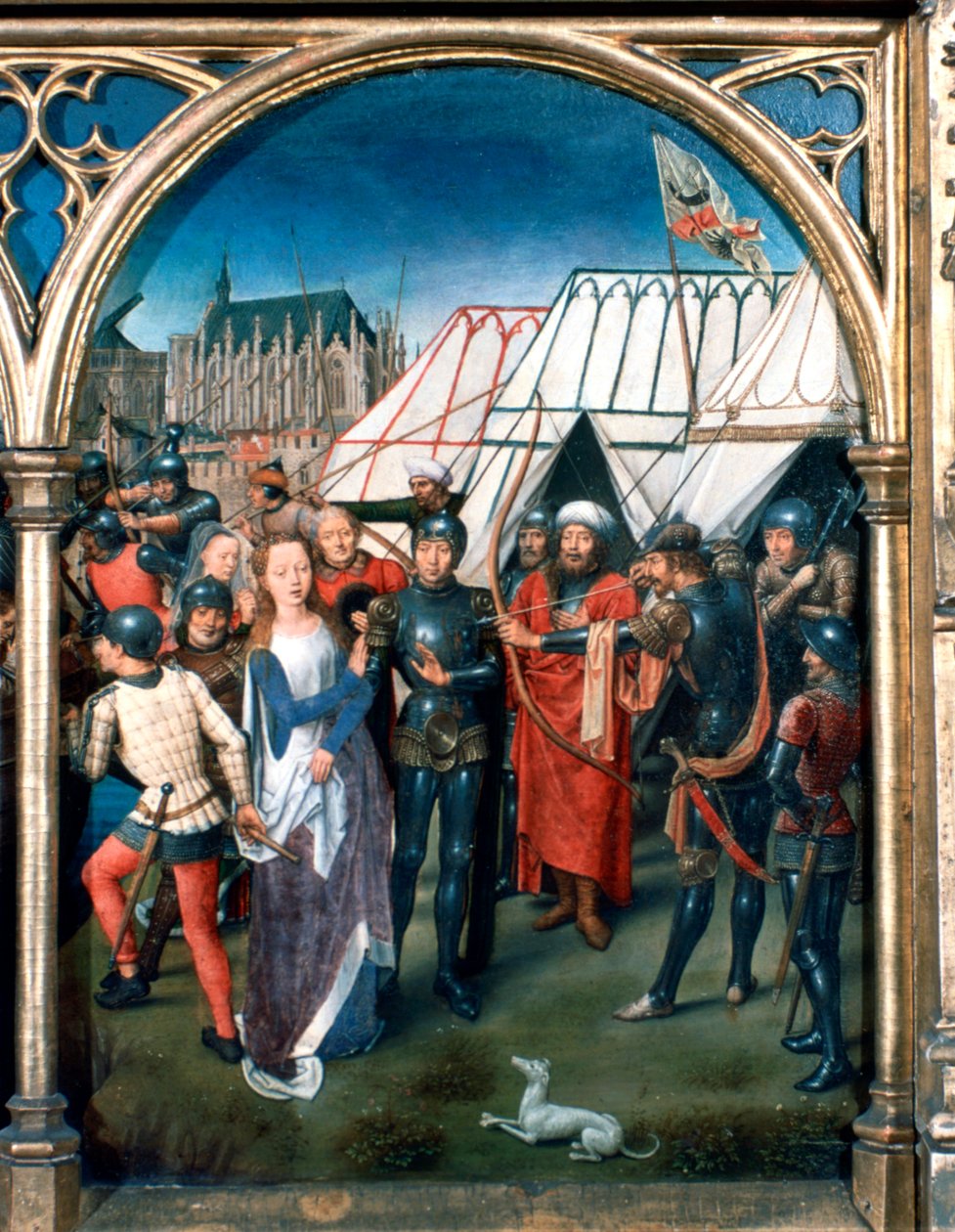 Szent Orsolya kegyhely, mártíromság Kölnben, 1489 alkotó: Hans Memling