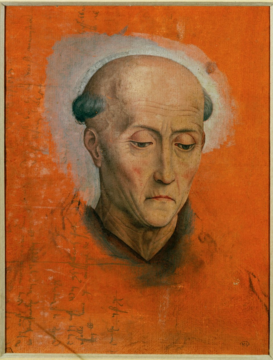 Tanulmány a bruges-i Morel család oltárára festett Szent Benedek fejéhez ... alkotó: Hans Memling
