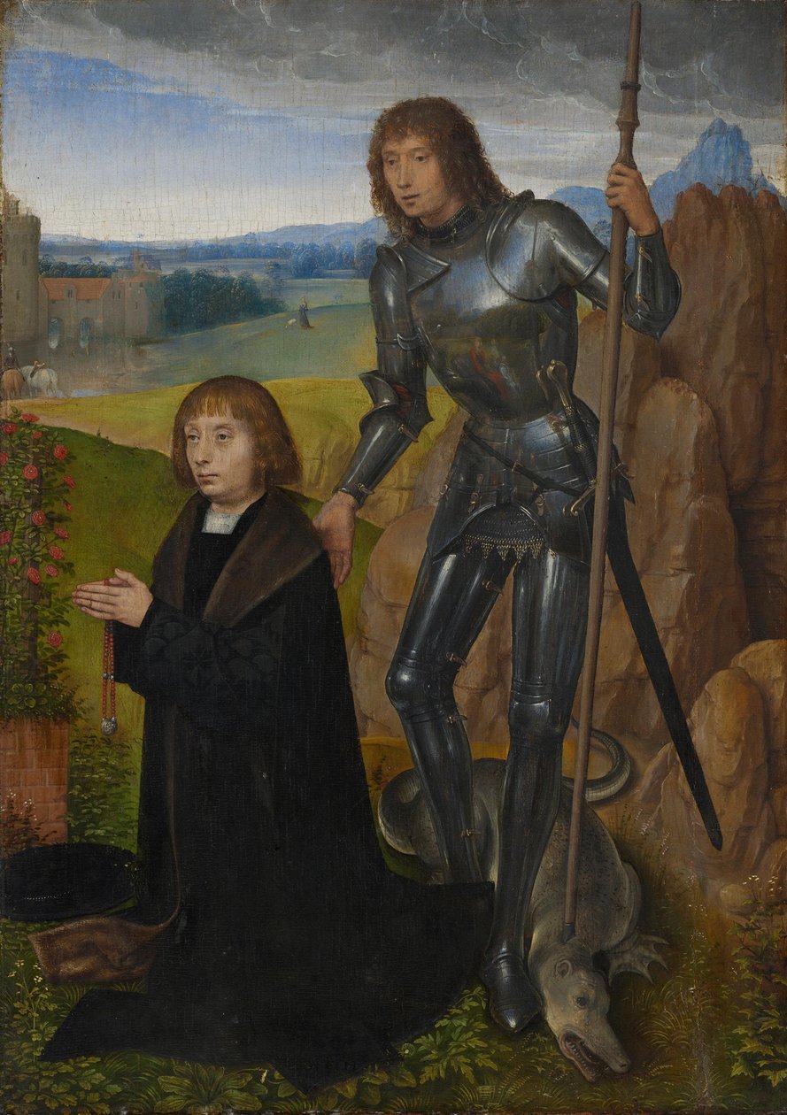Egy diptichon egyik táblája: Szent György az adományozóval
(A külső rész leválasztva; lásd a 1401. leltári számot) alkotó: Hans Memling