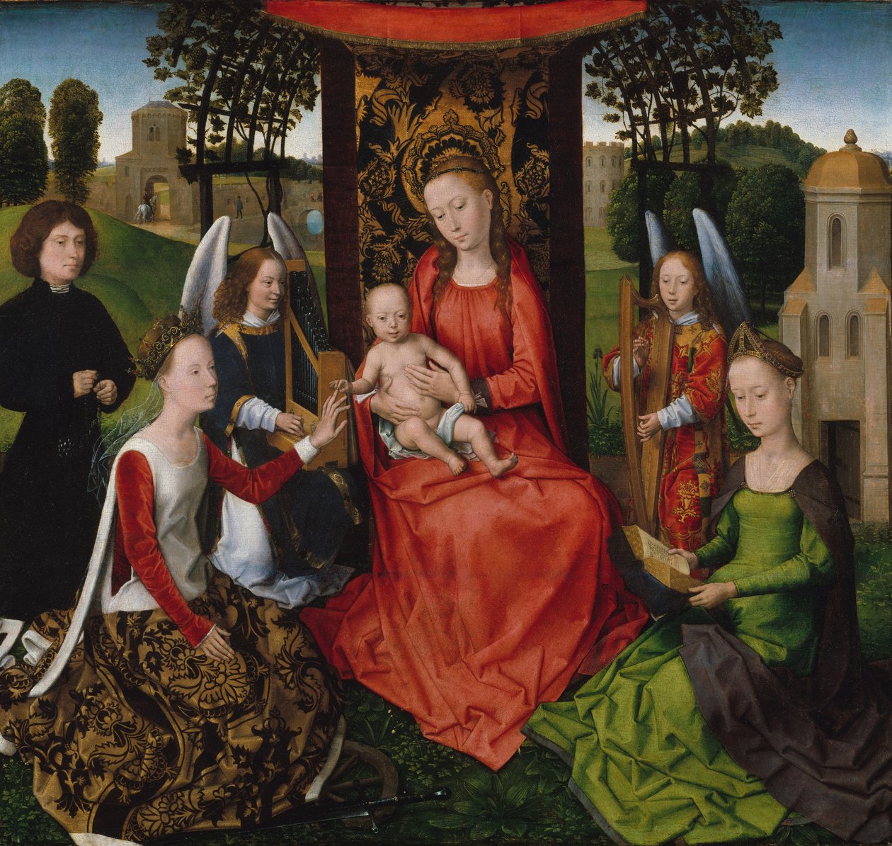 Szűz és gyermek Alexandriai Katalin és Barbara szentekkel alkotó: Hans Memling