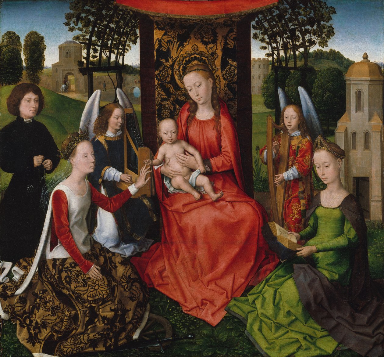 Szűz és gyermek Alexandriai Katalin és Barbara szentekkel, 1480-as évek eleje. alkotó: Hans Memling