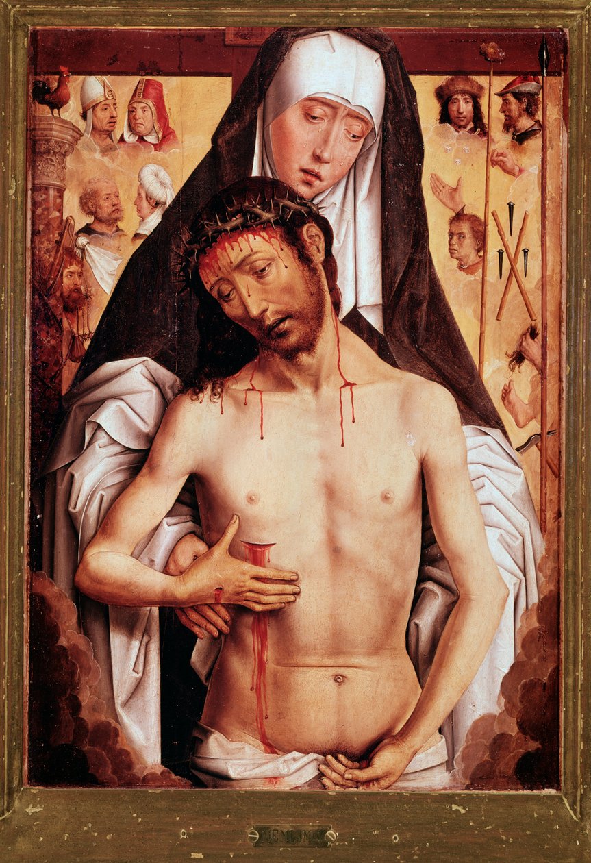 Szűz és halott Krisztus Hans Memling festménye (1435/40-1494) 1480 Méret: 52x36 cm Granada, Királyi kápolna alkotó: Hans Memling