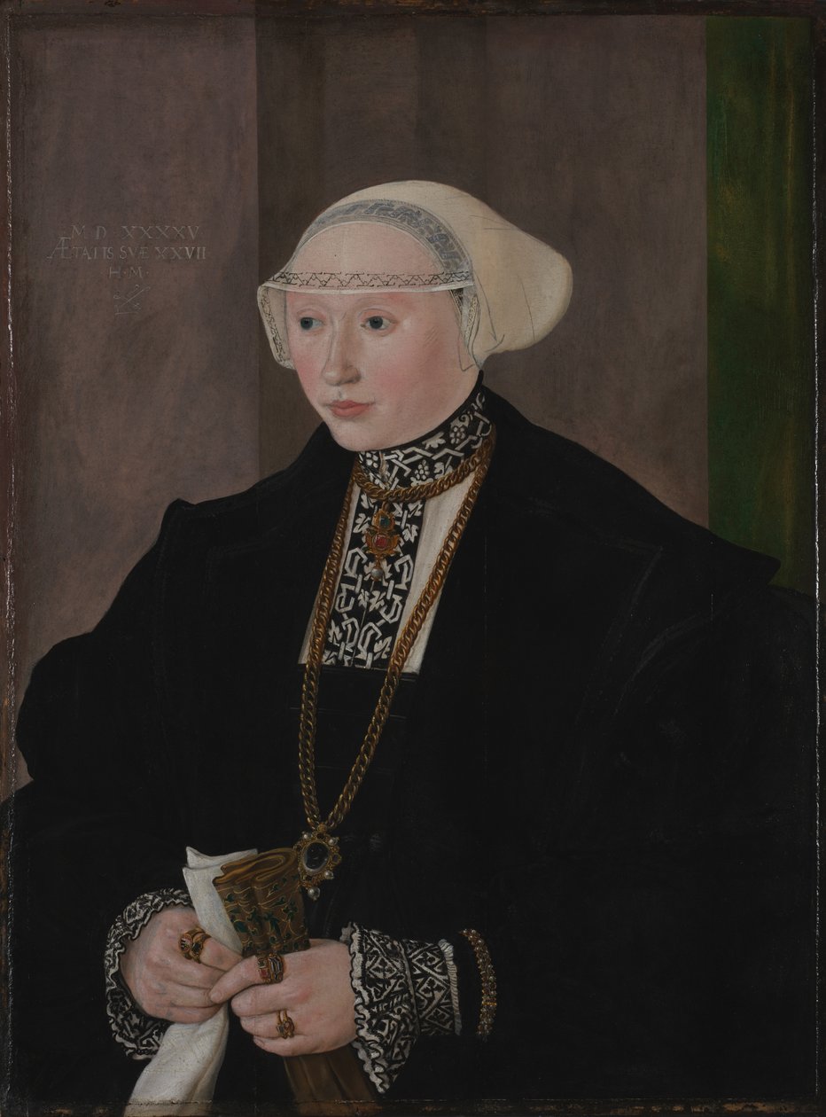 Kitscher Mária, Freyberg feleségének portréja, 1545. alkotó: Hans Mielich