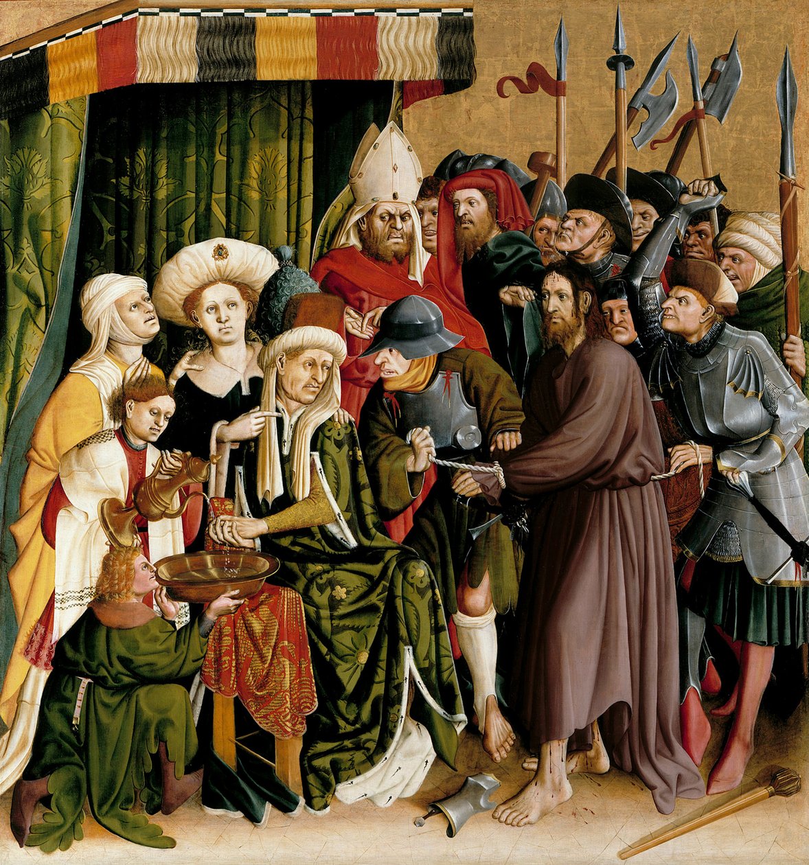 Krisztus Pilátus előtt. A Wurzach-oltár szárnyai, 1437 alkotó: Hans Multscher