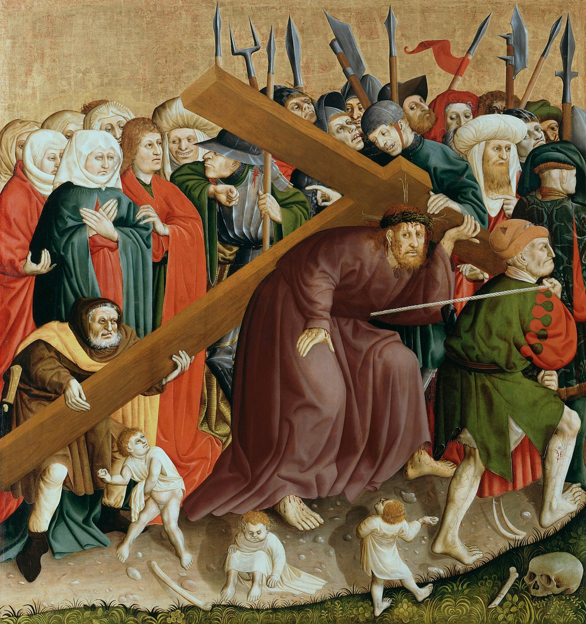 A keresztet hordozó Krisztus. A Wurzach-oltár szárnyai, 1437 alkotó: Hans Multscher