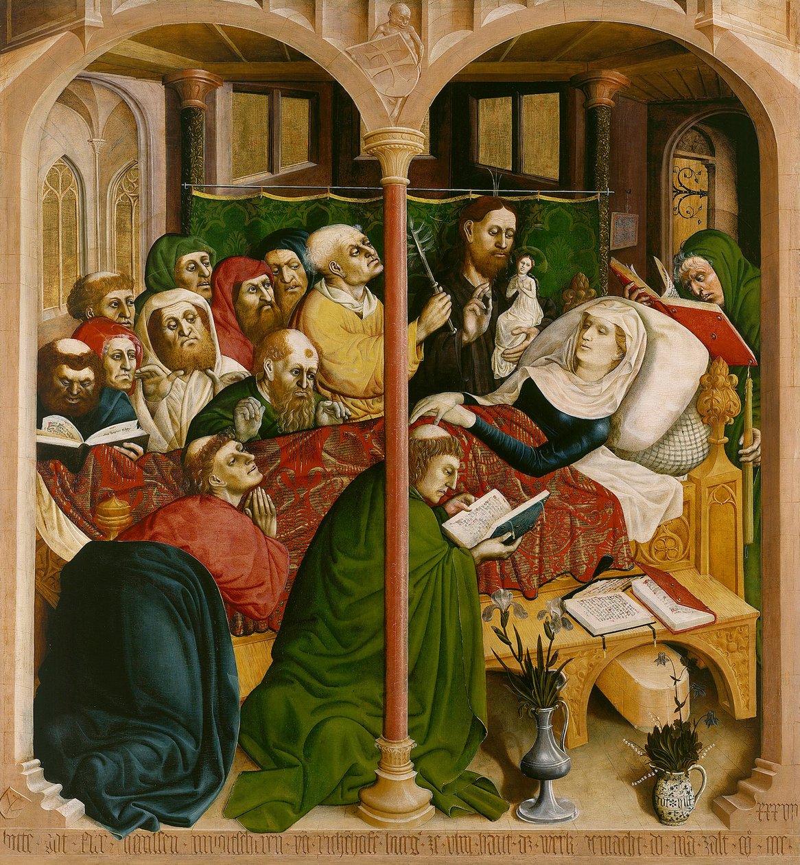Mária halála. A Wurzach-oltár szárnyai, 1437 alkotó: Hans Multscher