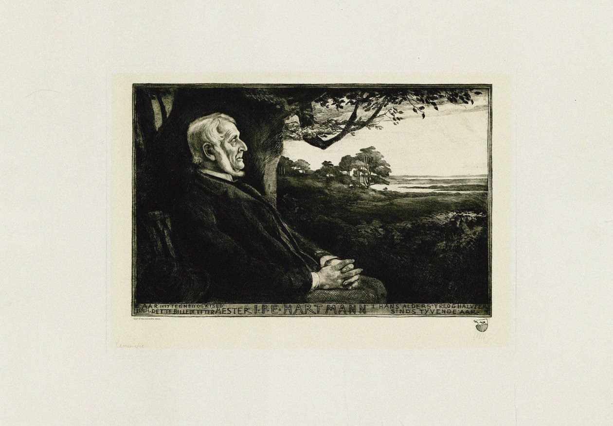 John Peter Emily Hartmann zeneszerző portréja 1805-1900, alkotó: Hans Nikolaj Hansen
