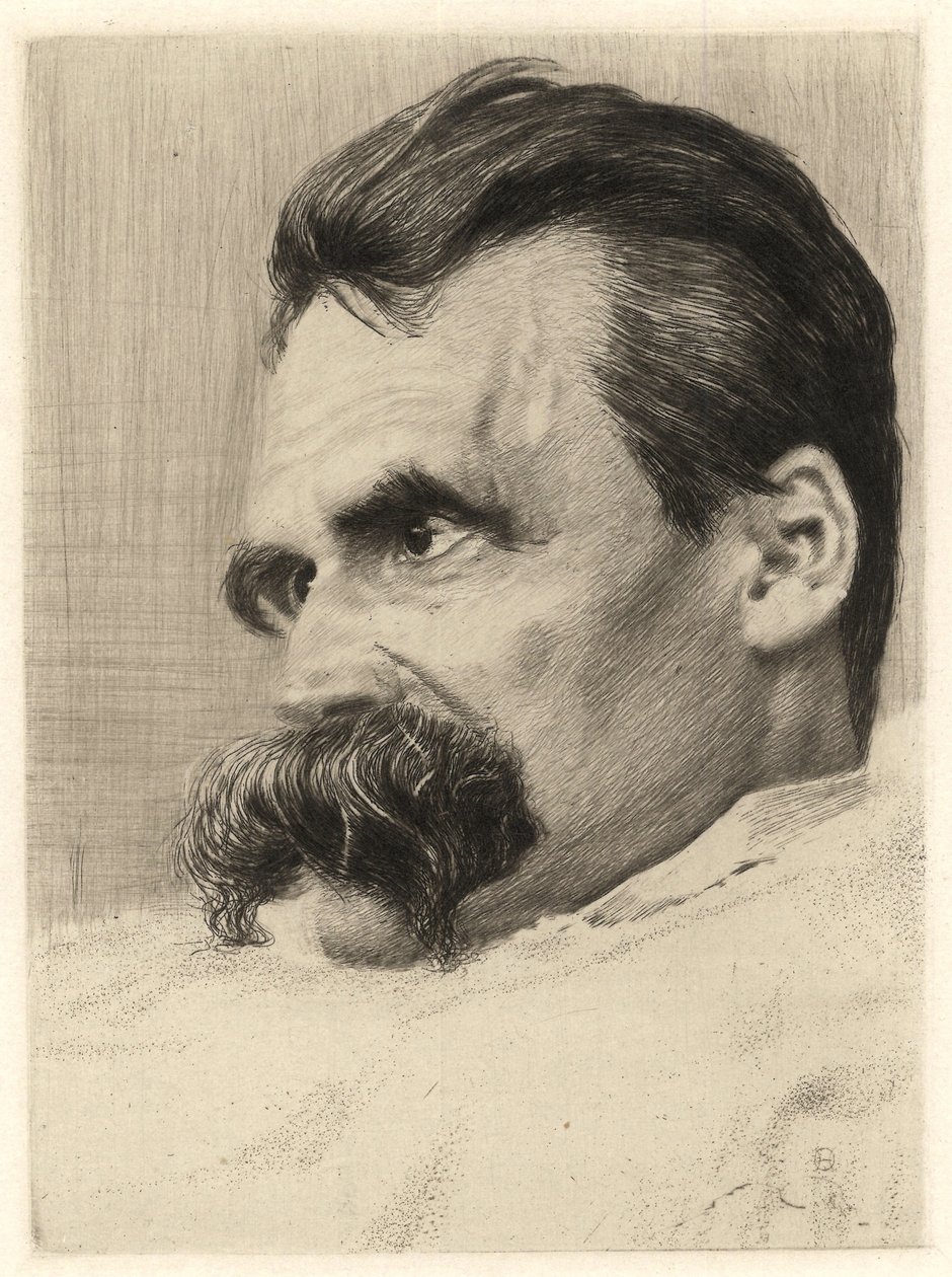 Friedrich Nietzsche (1844-1900) német filozófus portréja – Hans (Johannes) Olde (1855-1917) alkotó: Hans Olde