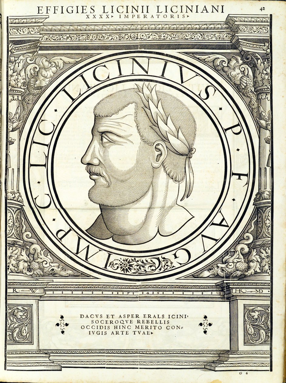 I. Licinius, illusztráció a „Minden kelet és nyugat római császárai”, Rudolph Wyssenbach fametszete, nyomta: Andreas Gesner, Zürich alkotó: Hans Rudolf Manuel Deutsch
