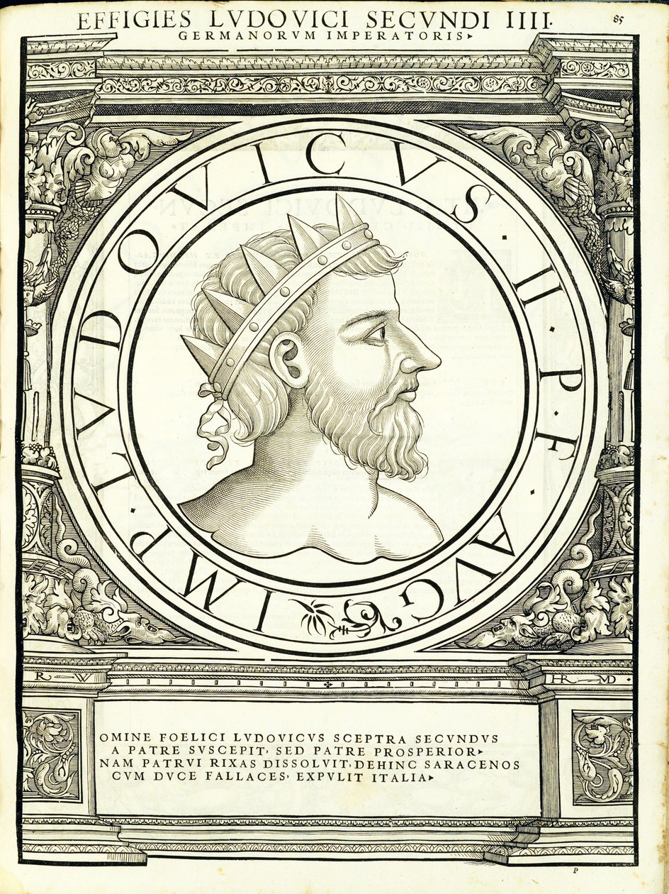 II. Luis, illusztráció a „Minden Kelet és Nyugat római császárai” c. alkotó: Hans Rudolf Manuel Deutsch
