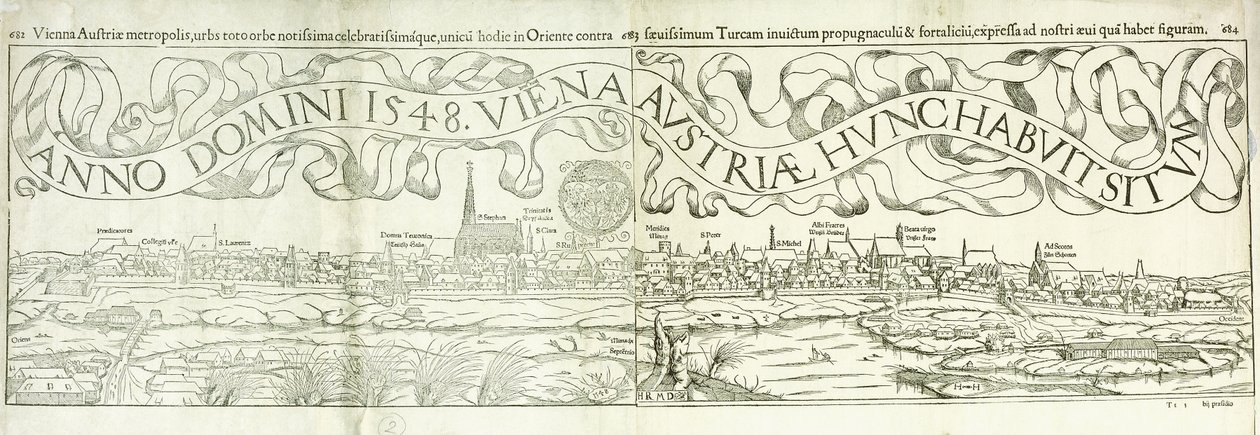 Bécs városképe 1548-ban, 1550-ben alkotó: Hans Rudolf Manuel Deutsch