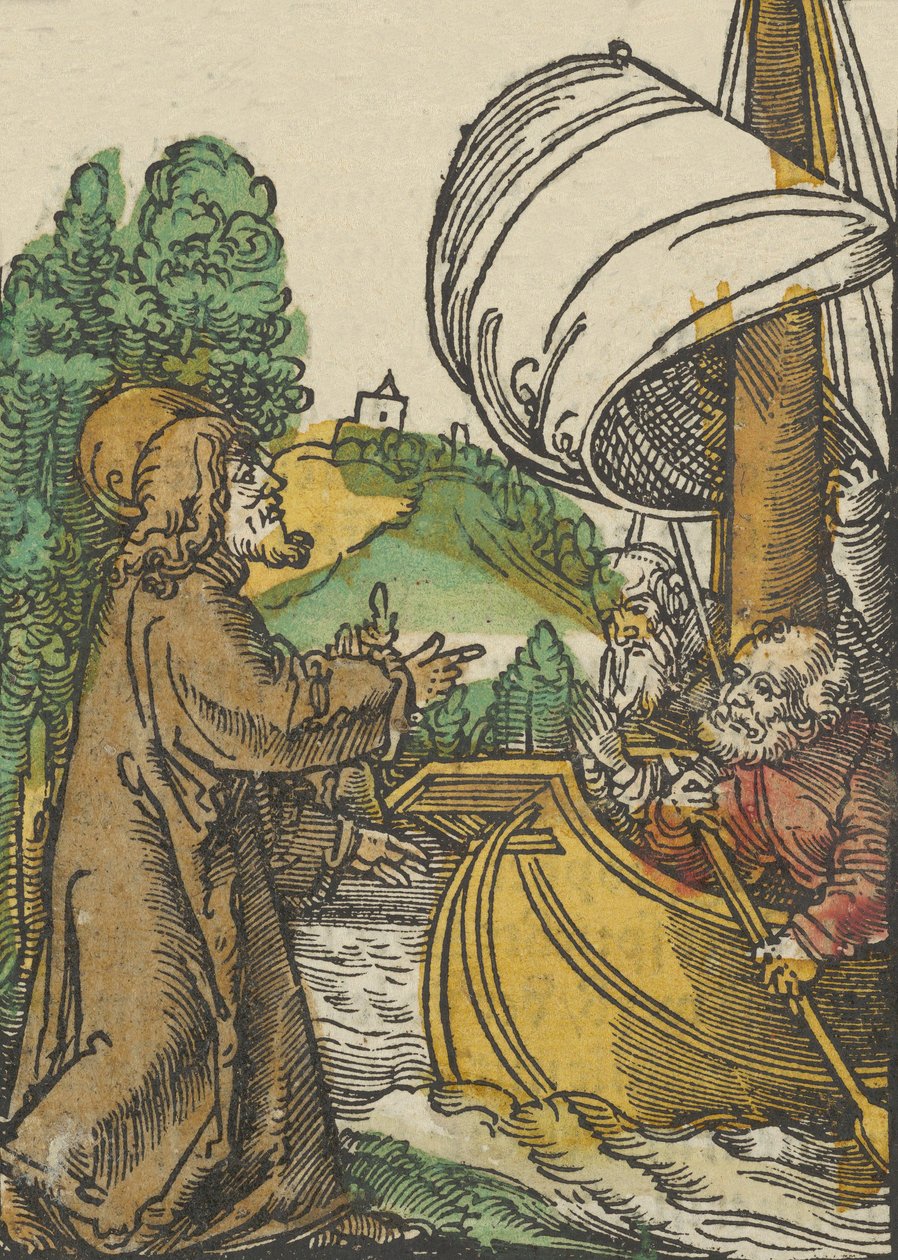 Krisztus csillapítja a vihart a Tiberias-tavon, a Das Plenariumból, 1517. alkotó: Hans Schäufelein the Elder