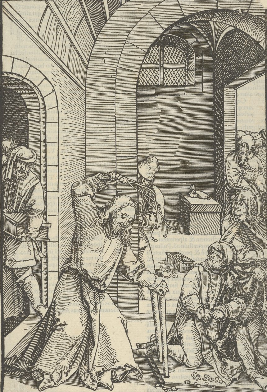 Krisztus megtisztítja a templomot, Urunk Jézus Krisztus szenvedésének tükréből, 1507 alkotó: Hans Schäufelein the Elder