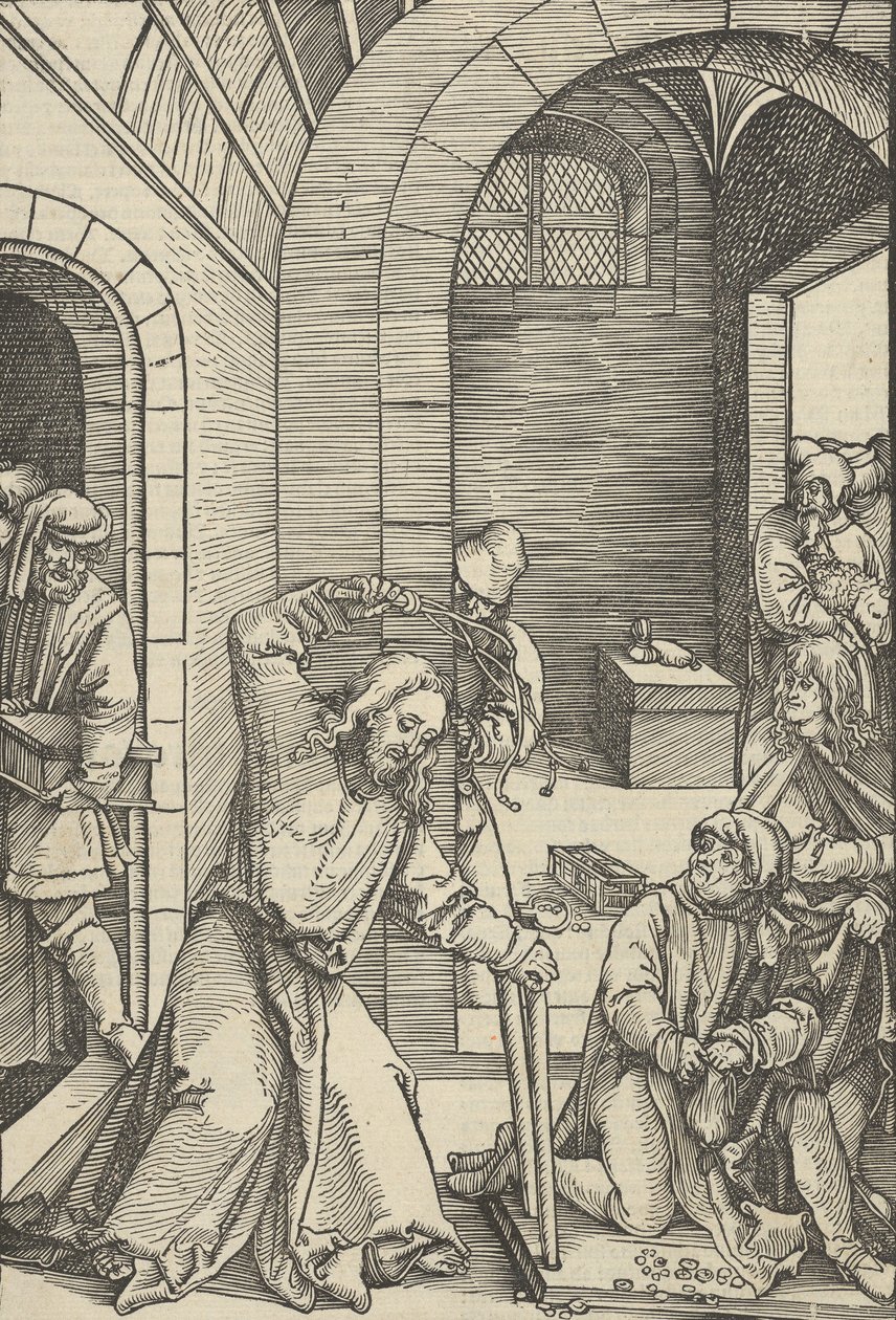 Krisztus megtisztítja a templomot, Urunk Jézus Krisztus szenvedésének tükréből, 1507 alkotó: Hans Schäufelein the Elder