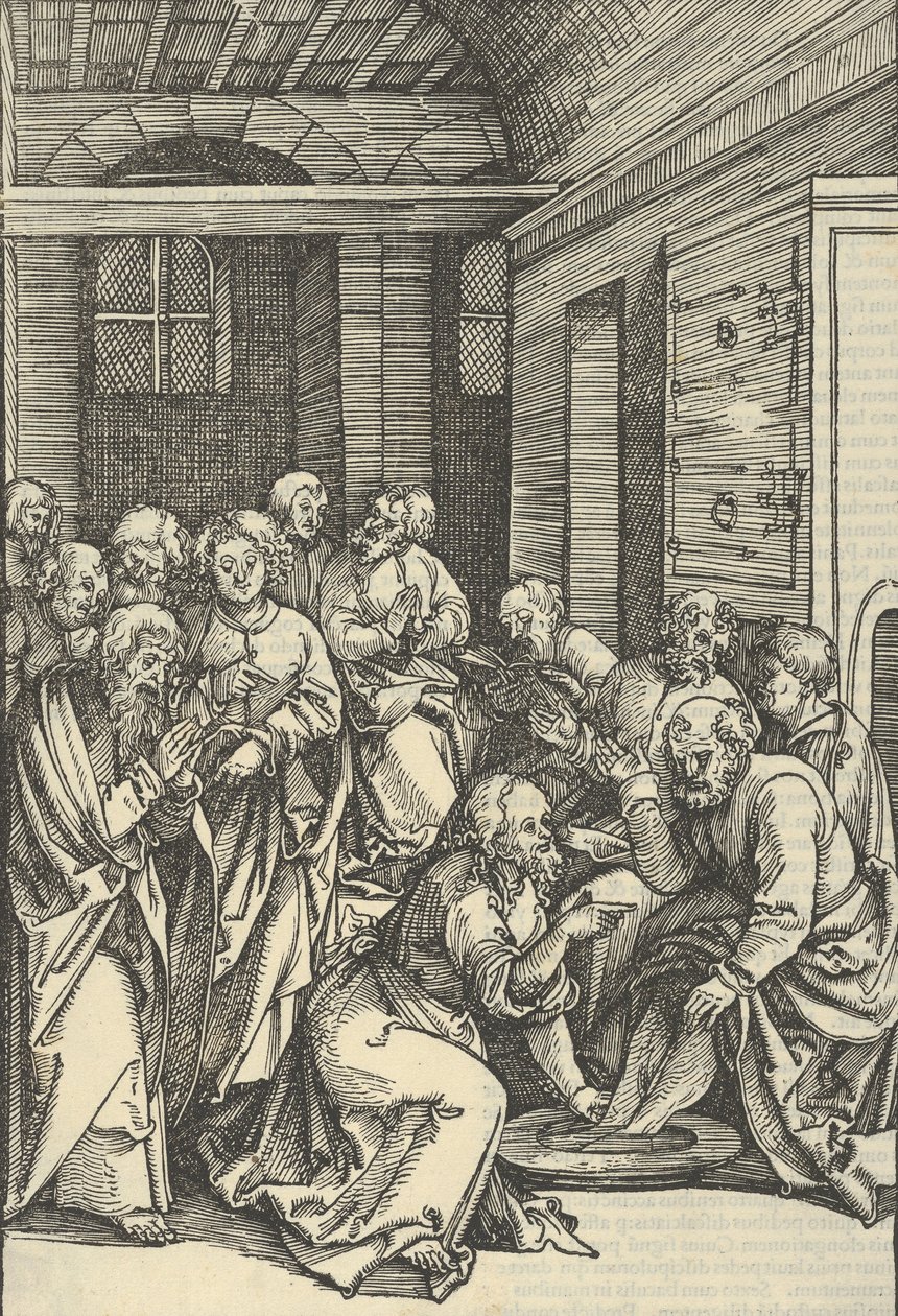 Szent Péter lábát mosó Krisztus, Urunk Jézus Krisztus szenvedésének tükréből, 1507 alkotó: Hans Schäufelein the Elder