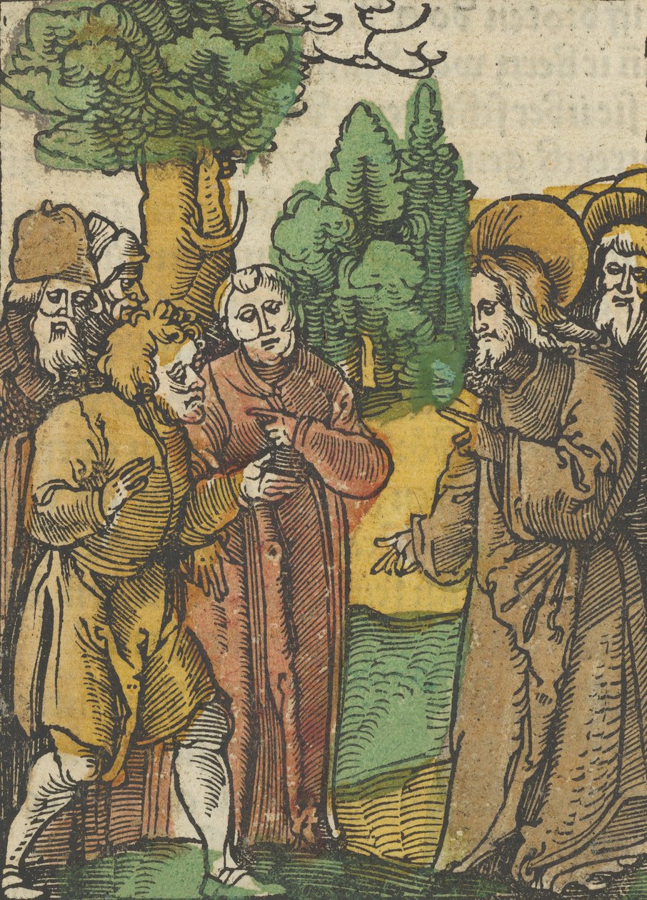 Krisztus és a farizeusok, a Das Plenariumból, 1517. alkotó: Hans Schäufelein the Elder