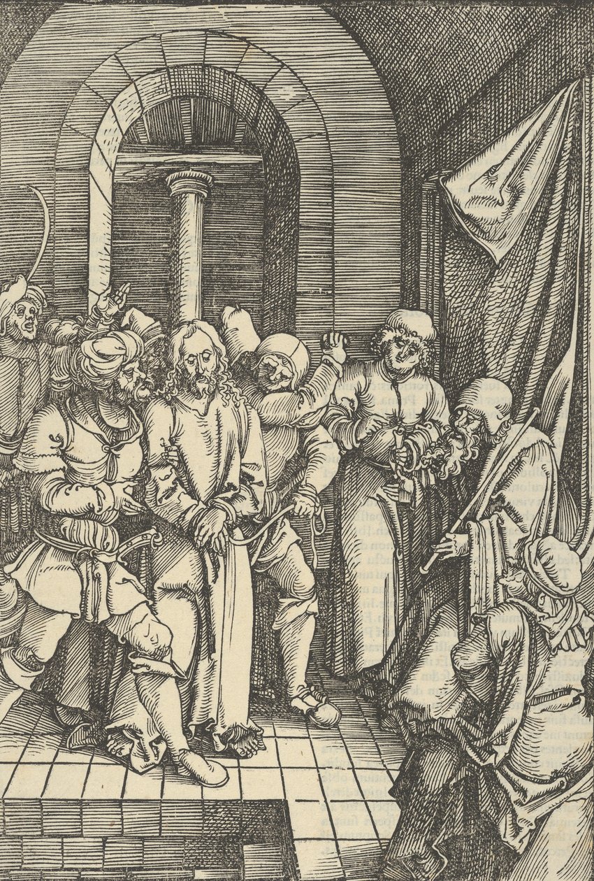 Krisztus Anna előtt, a mi Urunk Jézus Krisztus szenvedésének tükréből, 1507. alkotó: Hans Schäufelein the Elder