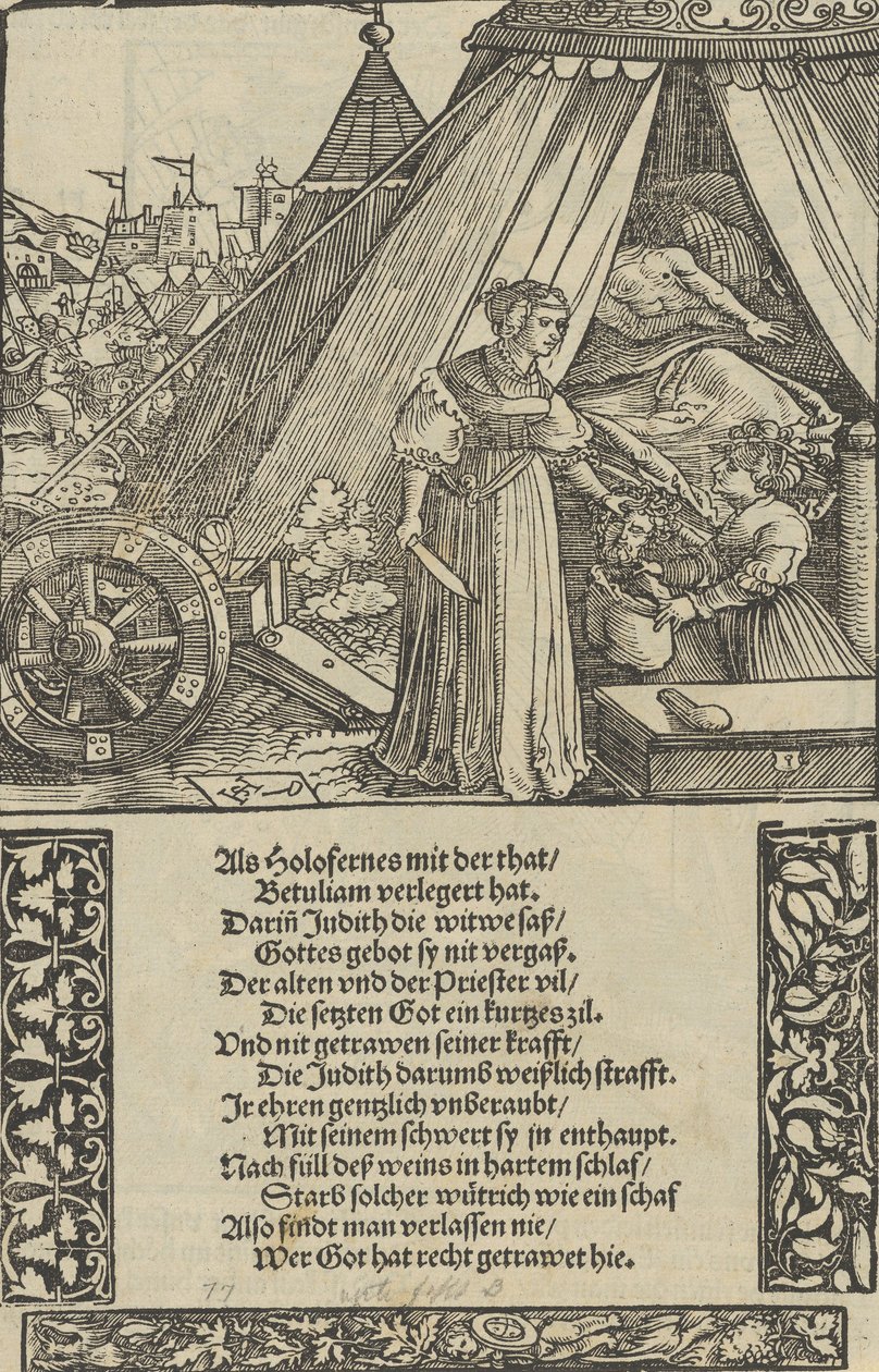 Judit Holophernes fejével, a Das Büchle emlékműből, 1533. alkotó: Hans Schäufelein the Elder