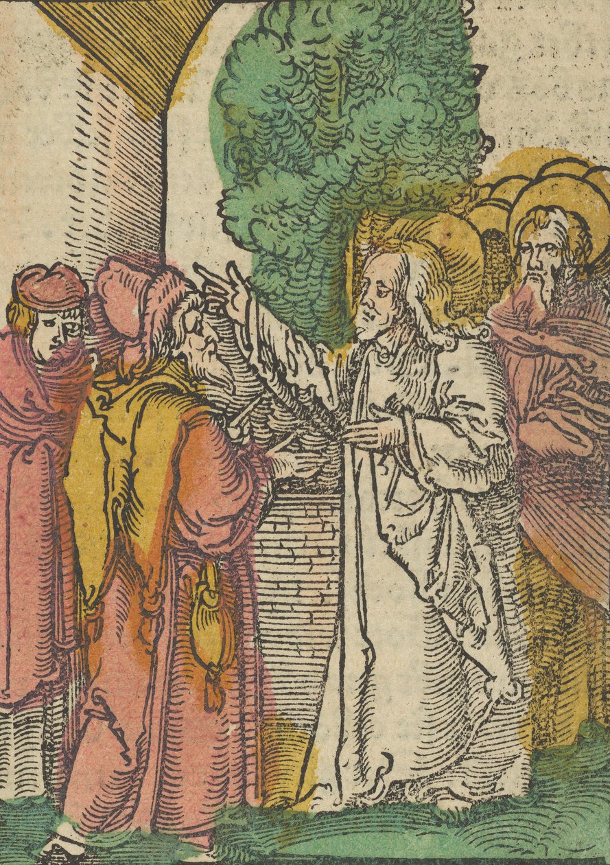 Példabeszéd a farizeusokról és a vámszedőről, a Das Plenariumból, 1517. alkotó: Hans Schäufelein the Elder