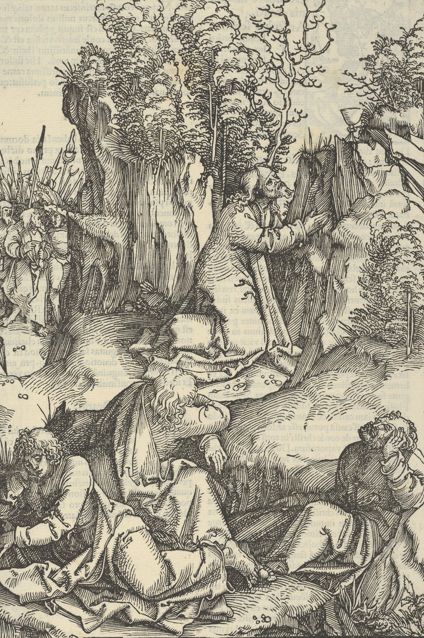Az agónia a kertben, Urunk Jézus Krisztus szenvedésének tükréből, 1507 alkotó: Hans Schäufelein the Elder