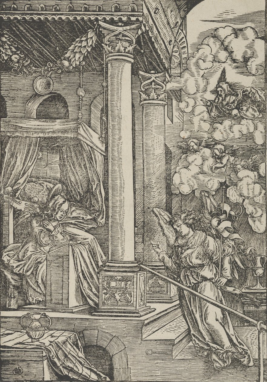 Az Angyali üdvözlet. alkotó: Hans Schäufelein the Elder