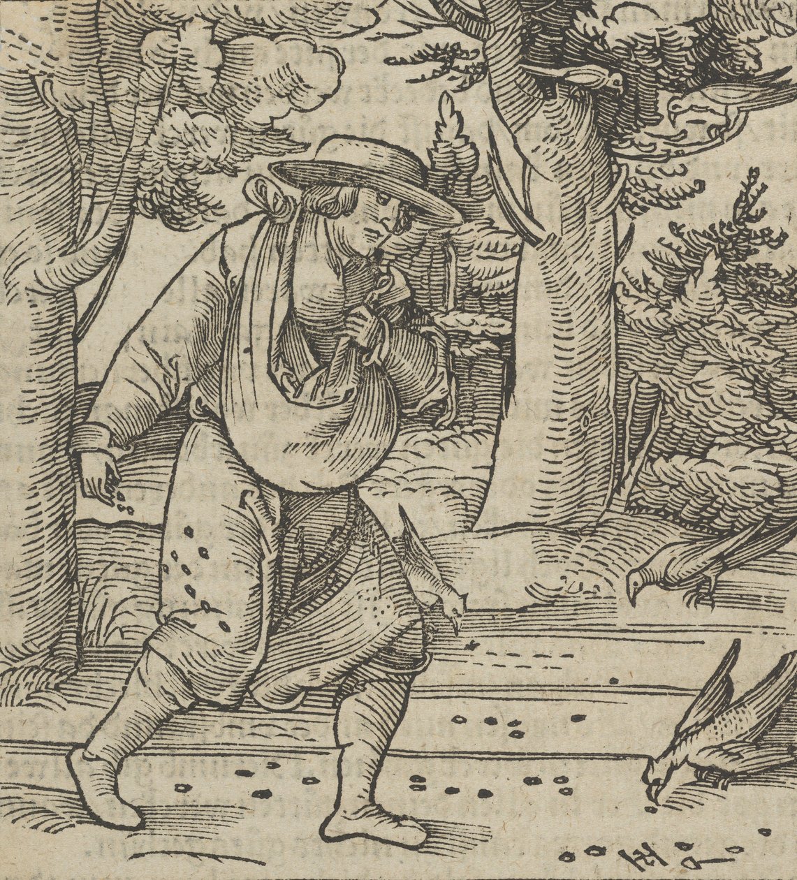 A Magvető magvait faló madarak, Hymmelwagen auff dem, wer wol Leben..., 1517-ből. alkotó: Hans Schäufelein the Elder