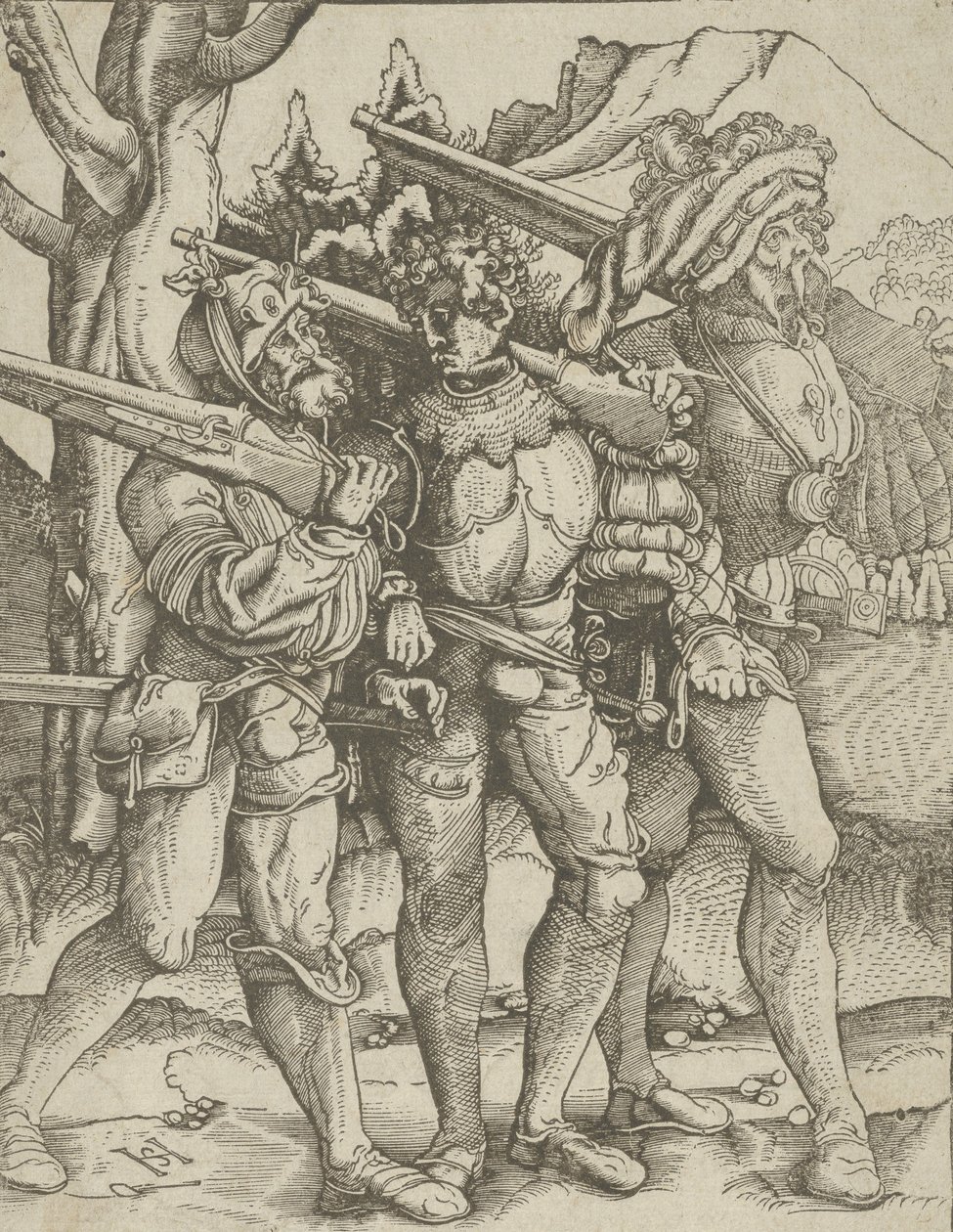Három katona muskétákkal, kb. 1511-15. alkotó: Hans Schäufelein the Elder