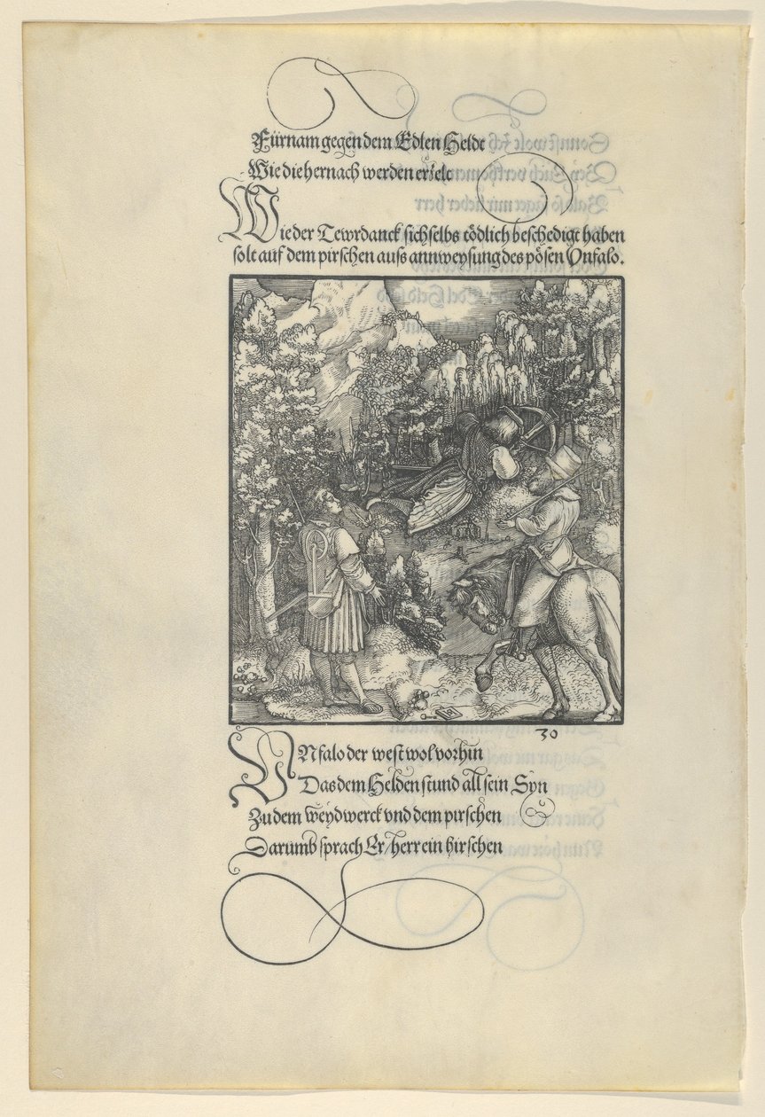 Az Unfalo, hogy Theuerdanckot csapdába essen egy vadászat során, Theuerdanckból, 1517. alkotó: Hans Schäufelein the Elder