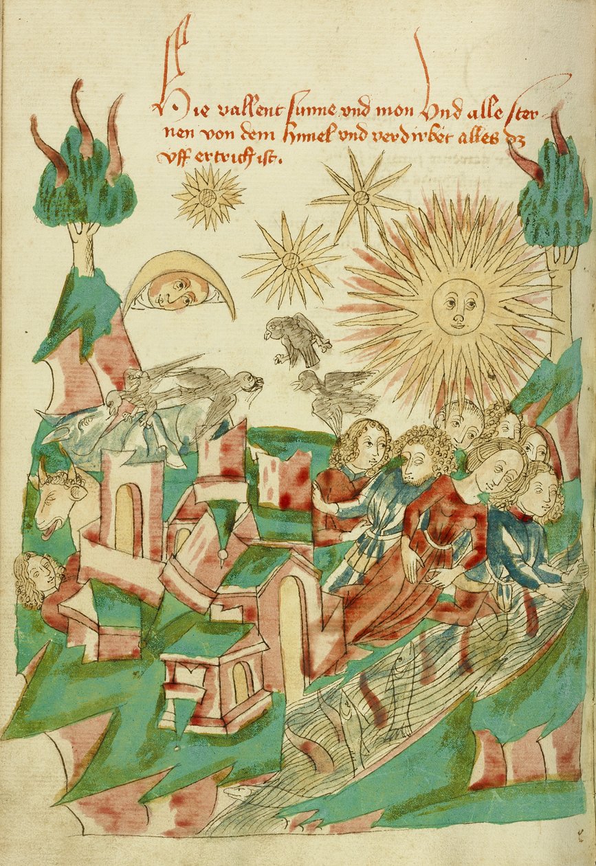 A világvége Ludwig asszony XV 9 fol. 95V, 1469 (tinta, színmosás és tempera papíron) alkotó: Hans Schilling