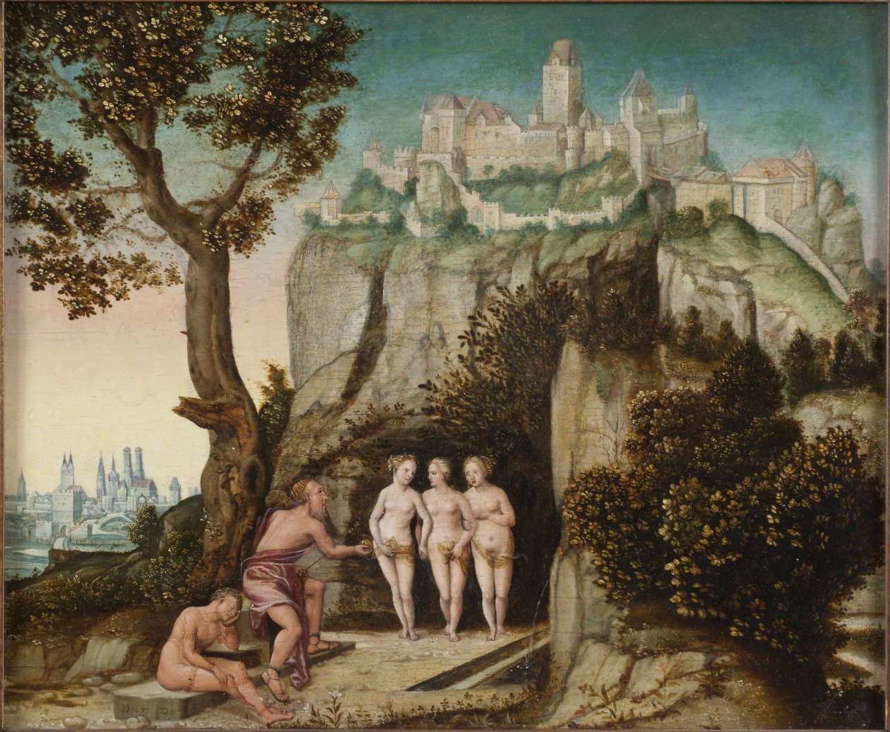 Le jugement de Paris – Párizs ítélete, Schoepfer, Hans, az idősebb (1505-1570). Olaj, fa. Mérete: 32x41 cm. Nemzeti Múzeum Stockholm alkotó: Hans Schoepfer