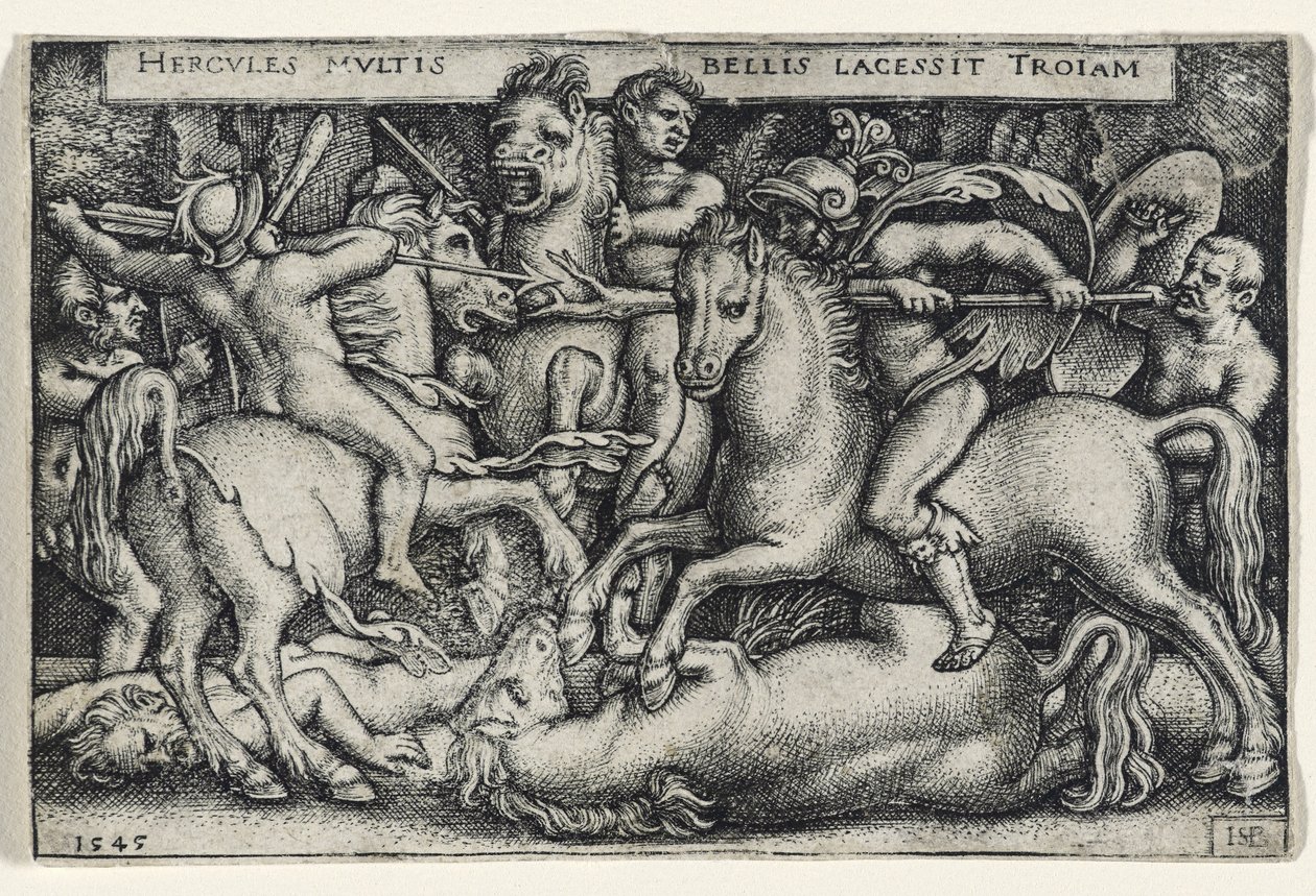 Herkules harc a trójaiak ellen, 1545 (metszet fektetett papírra) alkotó: Hans Sebald Beham