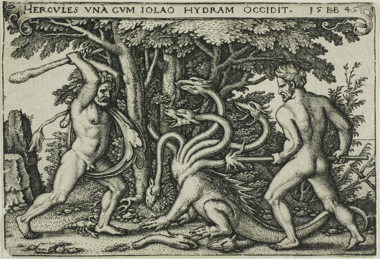 Herkules és a hidra, a Herkules munkáiból alkotó: Hans Sebald Beham