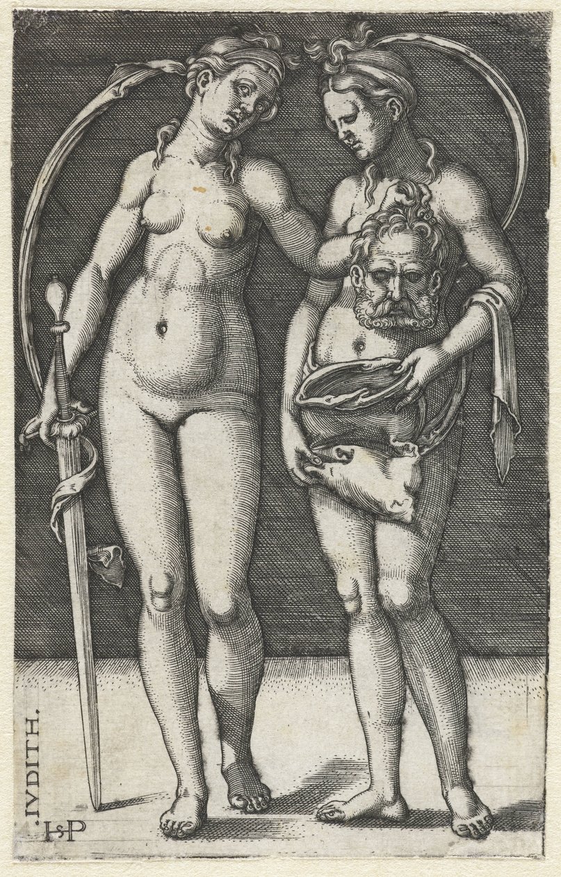 Judit Holofernész fejével és szolgálólányával Judith (cím a tárgyon) alkotó: Hans Sebald Beham