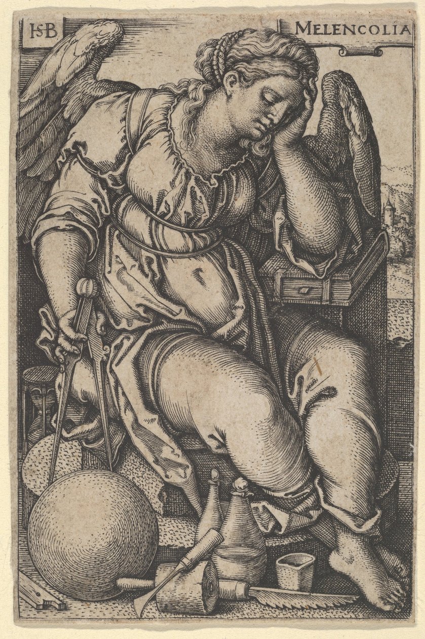 Melankólia, 1500-50 körül (metszet) alkotó: Hans Sebald Beham