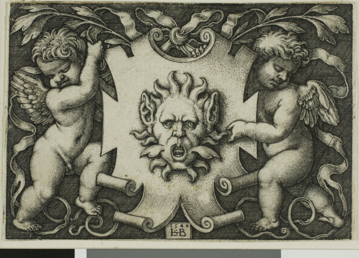 Dísz két Genii által tartott maszkkal alkotó: Hans Sebald Beham