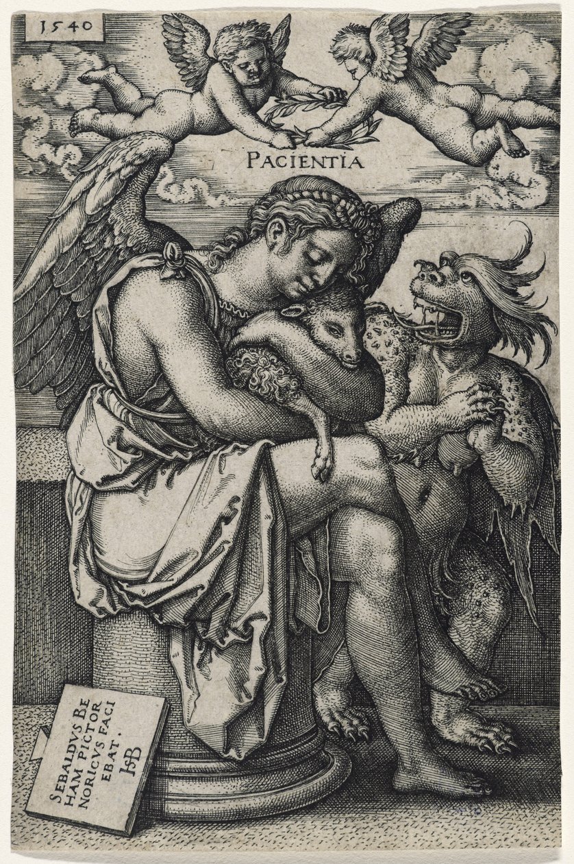Türelem (Die Geduld), 1540 (metszet fektetett papírra) alkotó: Hans Sebald Beham