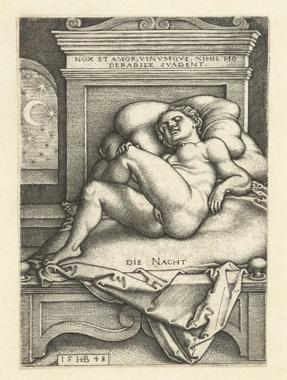 Meztelen nő alszik, mint az éjszaka Azon az éjszakán (cím a tárgyon) alkotó: Hans Sebald Beham
