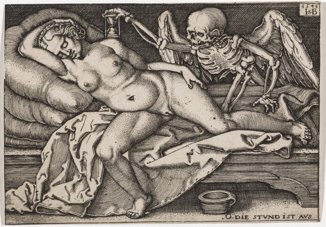 Az alvó lány és a halál, 1548 alkotó: Hans Sebald Beham