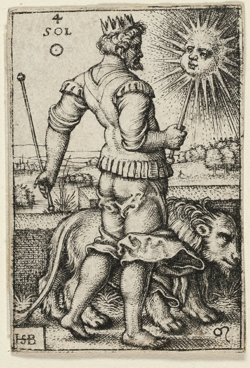 Nap, négyes tányér A hét bolygóról a zodiákusokkal alkotó: Hans Sebald Beham