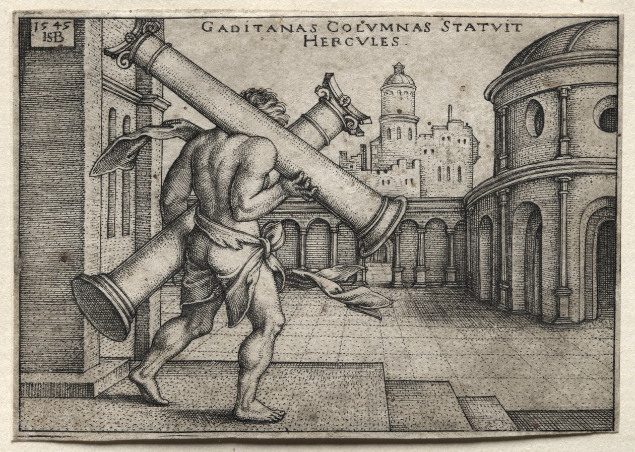 Herkules a gádesi oszlopokat hordozza alkotó: Hans Sebald Beham