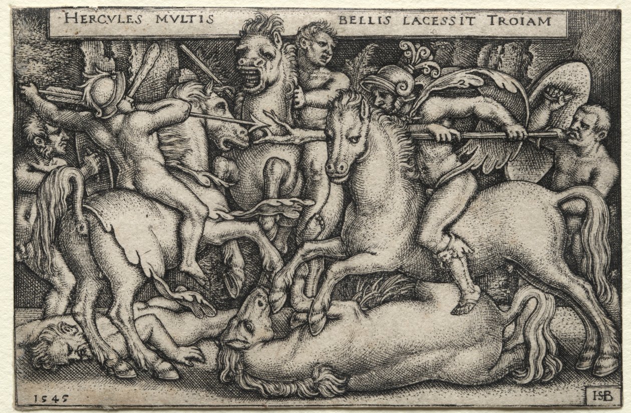 Herkules munkássága: Herkules meghódítja Tróját, 1545. alkotó: Hans Sebald Beham