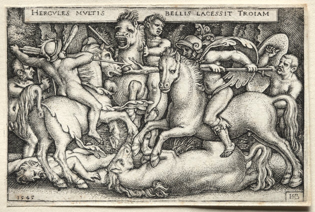 Herkules munkássága: Herkules meghódítja Tróját, 1545. alkotó: Hans Sebald Beham