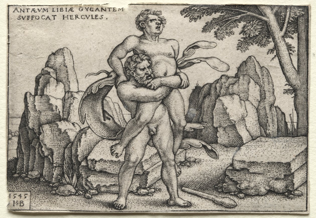 Herkules munkássága: Herkules összetöri Antaeust alkotó: Hans Sebald Beham