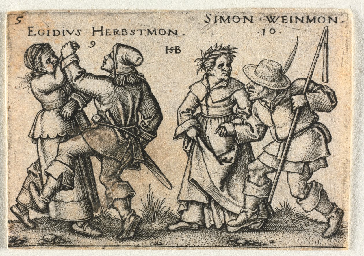 A parasztlakodalom vagy a tizenkét hónap: 9-Egidius Herbstmon 10-Simon Weinmon alkotó: Hans Sebald Beham