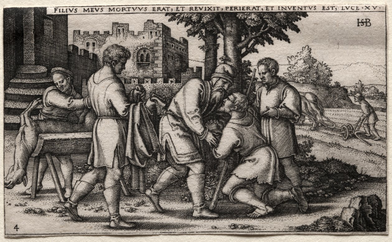 A tékozló fiú: A tékozló fiú visszatérése alkotó: Hans Sebald Beham