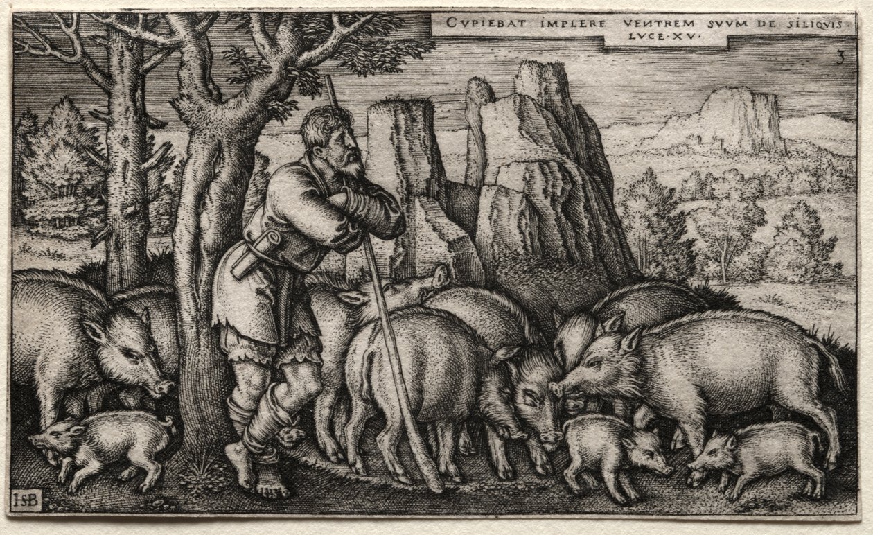 A tékozló fiú: Sertésgondozás alkotó: Hans Sebald Beham